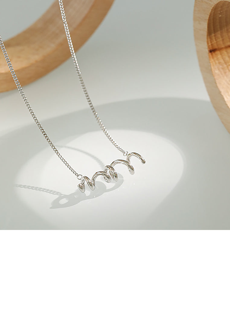 925 Sterling Silver Simple Temperament Geometric Curve Pendant with Necklace