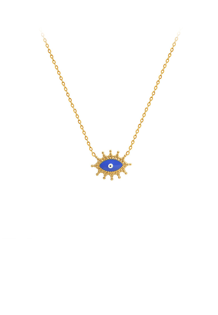 Simple Fashion Plated Gold 316L stainless Steel Devil's Eye Pendant with Necklace