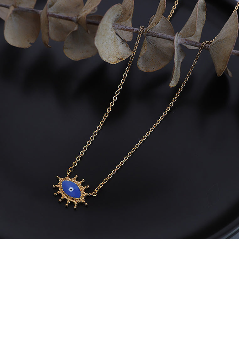 Simple Fashion Plated Gold 316L stainless Steel Devil's Eye Pendant with Necklace
