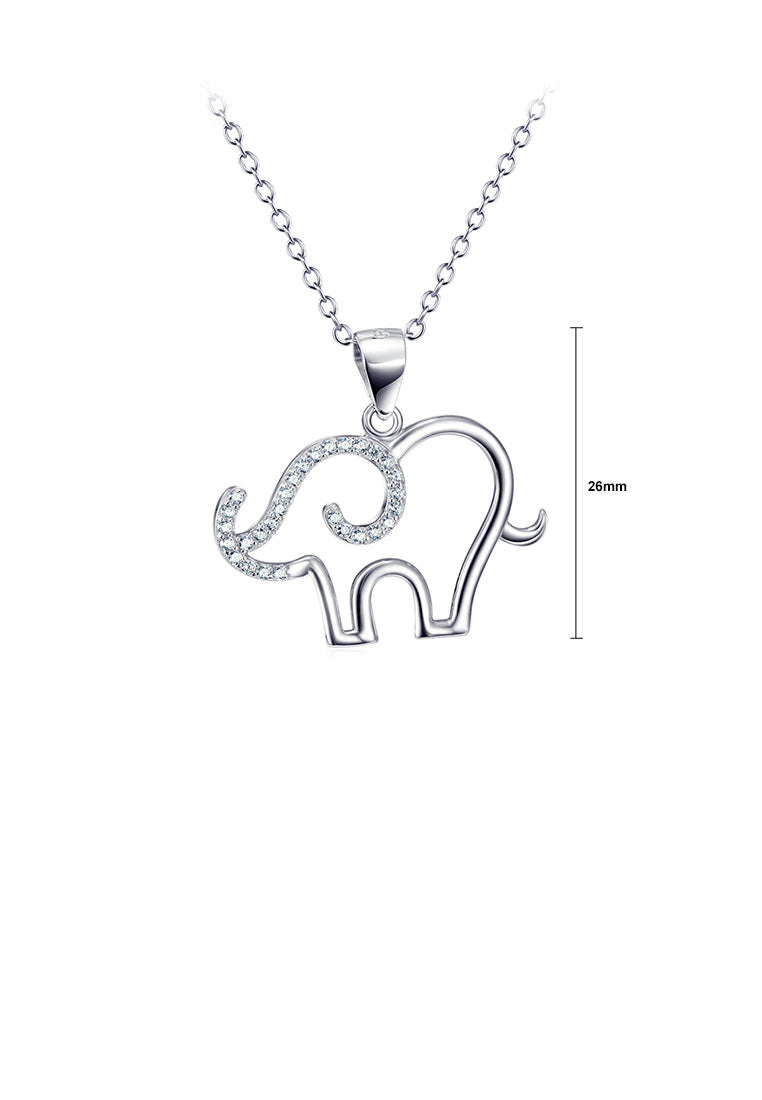 925 Sterling Silver Fashion Simple Elephant Pendant with Cubic Zirconia and Necklace - Luxurious Look