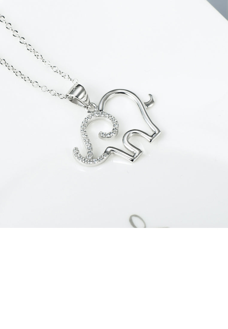 925 Sterling Silver Fashion Simple Elephant Pendant with Cubic Zirconia and Necklace - Luxurious Look