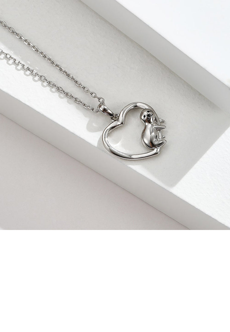925 Sterling Silver Fashion Simple Sloth Heart Pendant with Necklace