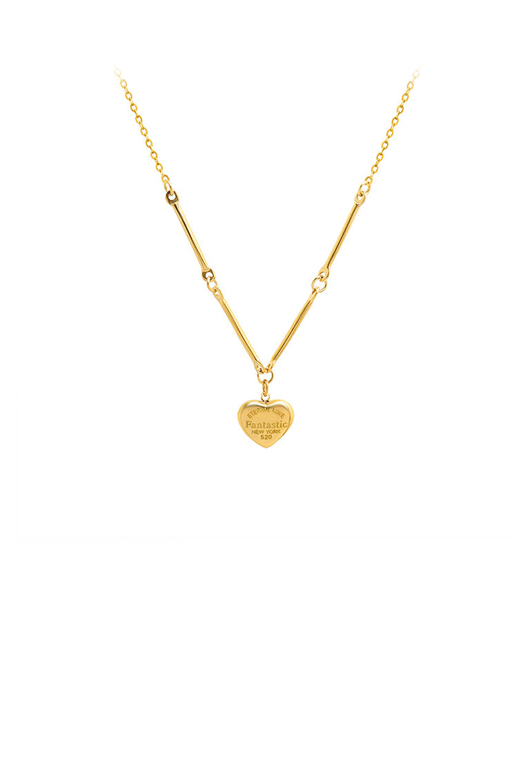 Simple Fashion Plated Gold 316L Stainless Steel Heart Pendant with Necklace