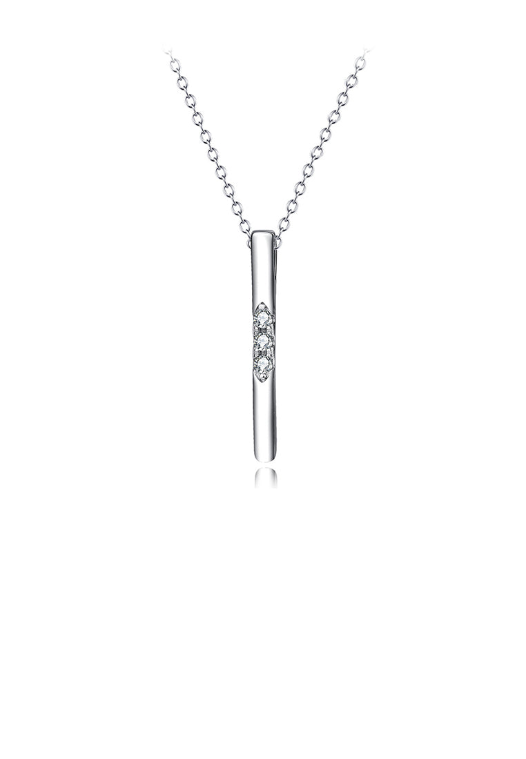 925 Sterling Silver Simple Fashion Geometric Pendant with Cubic Zirconia and Necklace - Luxurious Look