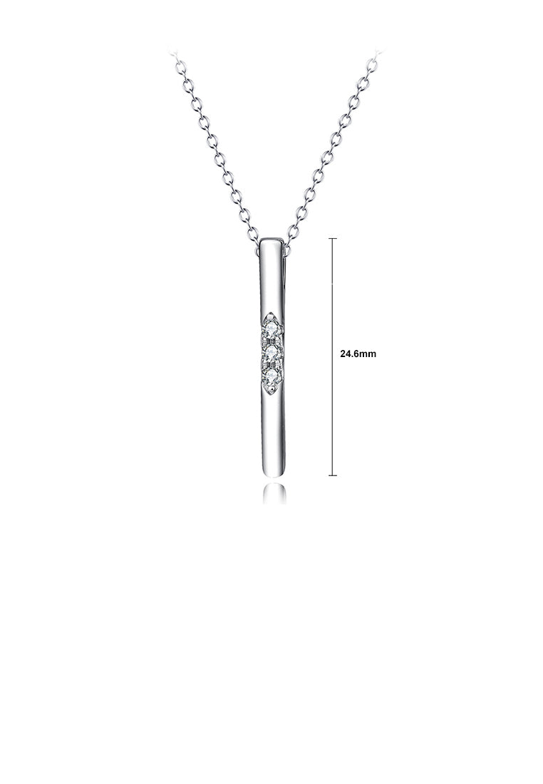 925 Sterling Silver Simple Fashion Geometric Pendant with Cubic Zirconia and Necklace - Luxurious Look
