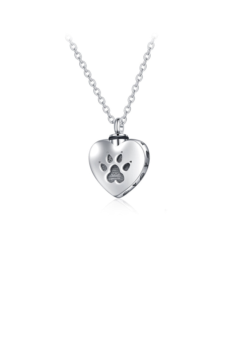 925 Sterling Silver Fashion Simple Dog Footprint Heart Pendant with Necklace