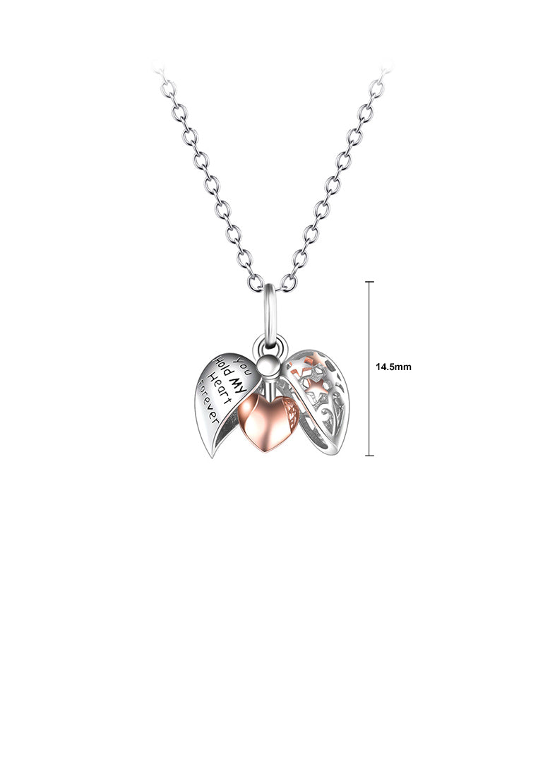 925 Sterling Silver Fashion and Romantic Openable Hollow Heart Pendant with Necklace