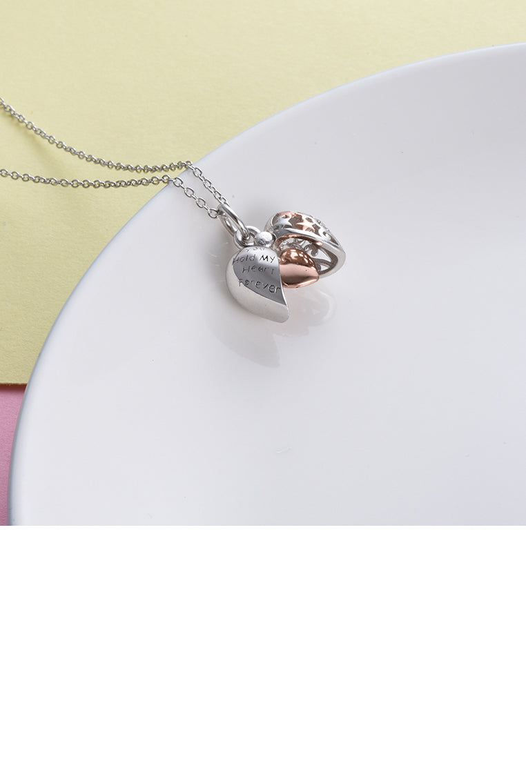 925 Sterling Silver Fashion and Romantic Openable Hollow Heart Pendant with Necklace