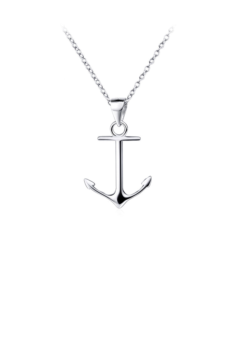 925 Sterling Silver Simple Personality Anchor Pendant with Necklace