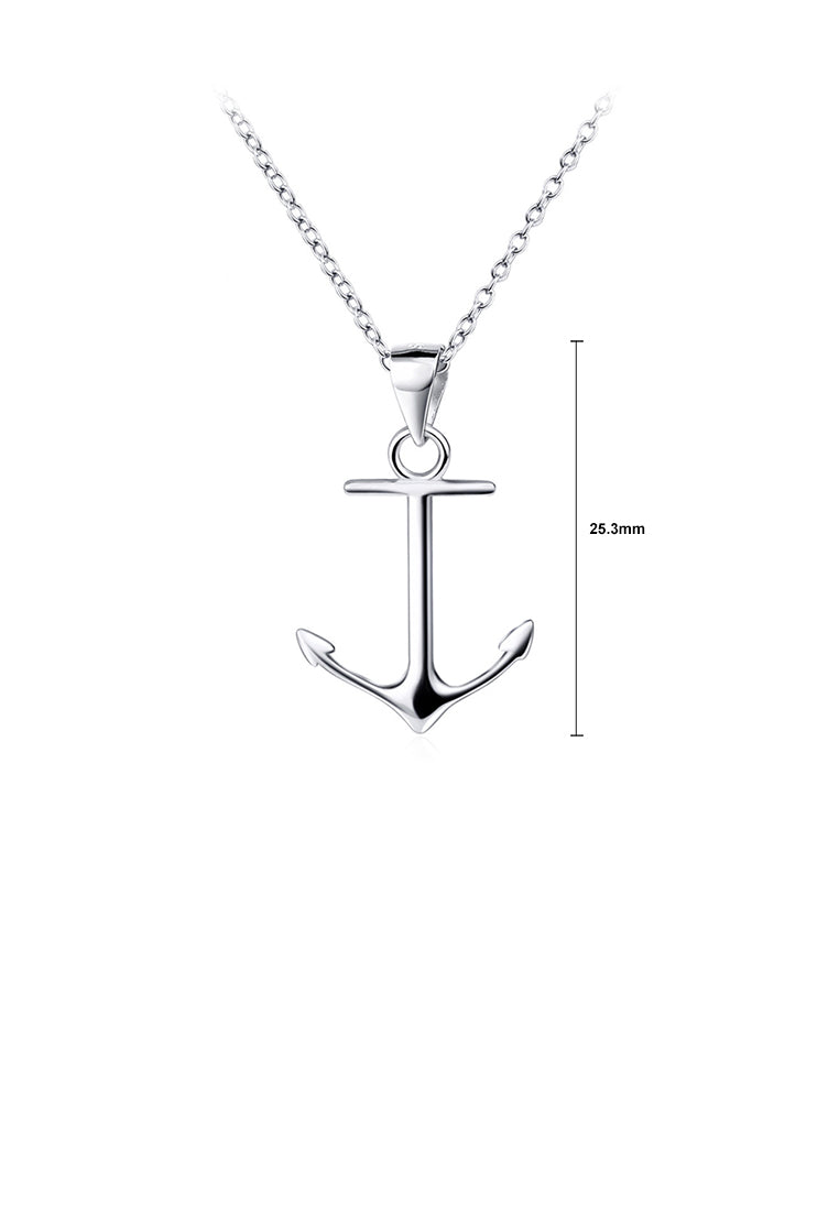 925 Sterling Silver Simple Personality Anchor Pendant with Necklace