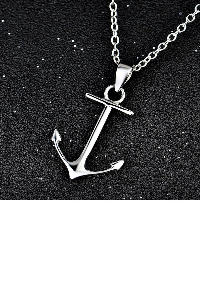 925 Sterling Silver Simple Personality Anchor Pendant with Necklace