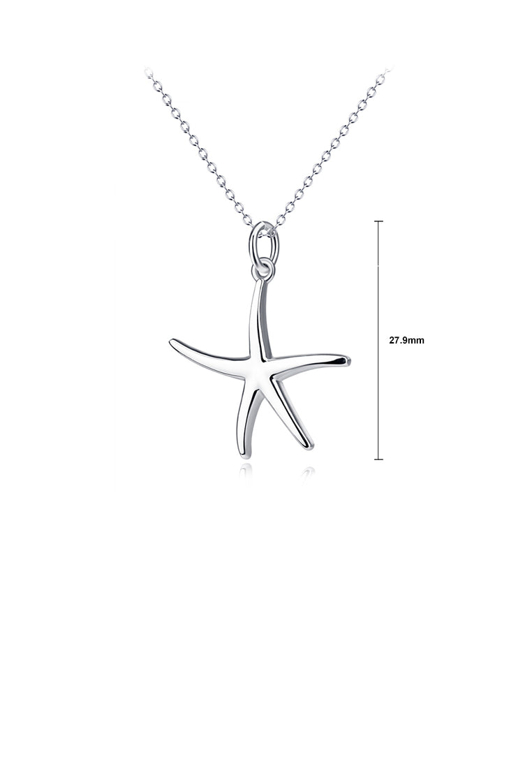 925 Sterling Silver Simple Fashion Starfish Pendant with Necklace