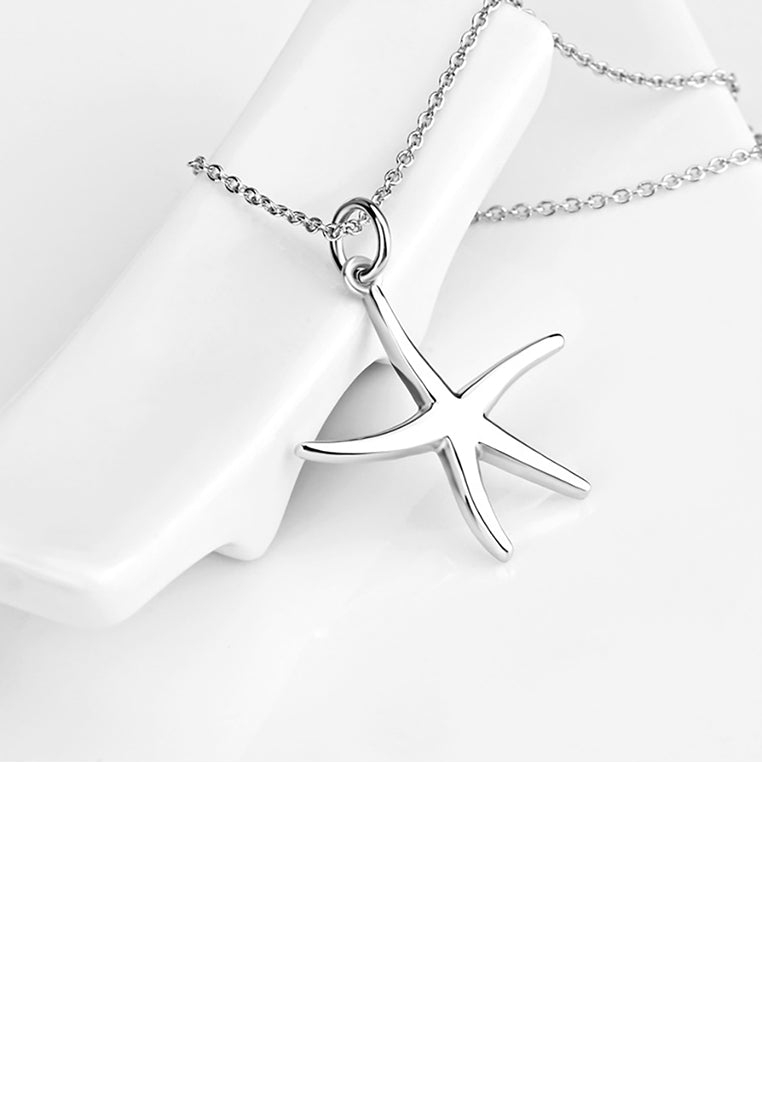 925 Sterling Silver Simple Fashion Starfish Pendant with Necklace