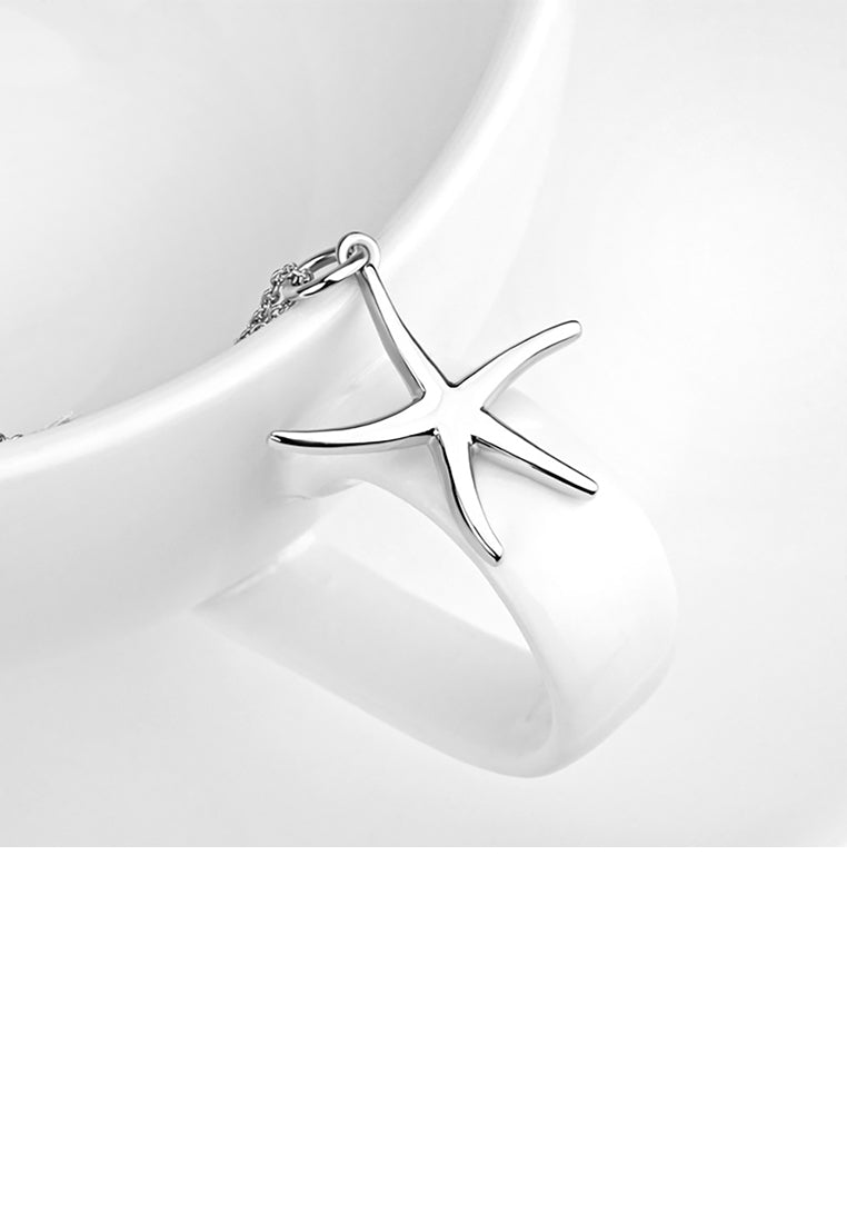 925 Sterling Silver Simple Fashion Starfish Pendant with Necklace