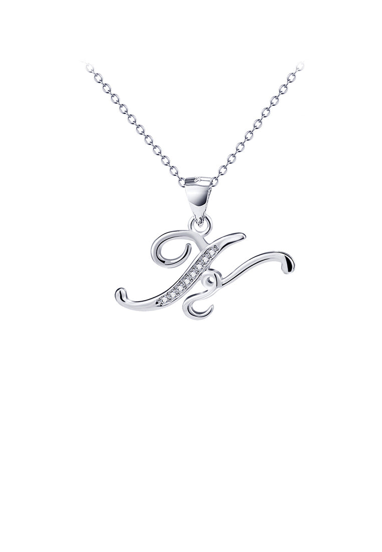 925 Sterling Silver Fashion Simple English Alphabet K Pendant with Cubic Zirconia and Necklace - Luxurious Look