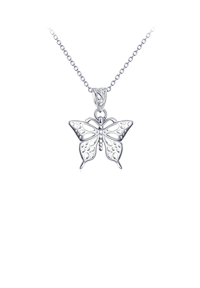 925 Sterling Silver Fashion and Elegant Hollow Butterfly Pendant with Necklace