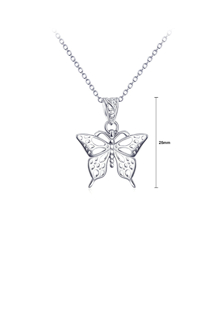 925 Sterling Silver Fashion and Elegant Hollow Butterfly Pendant with Necklace