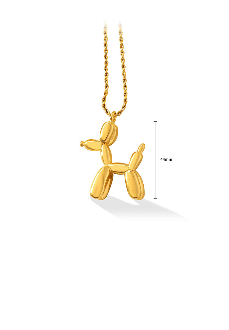 Fashion Cute Plated Gold 316L Stainless Steel Balloon Puppy Pendant with Necklace