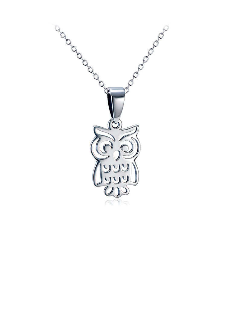 925 Sterling Silver Fashion Simple Owl Pendant with Necklace