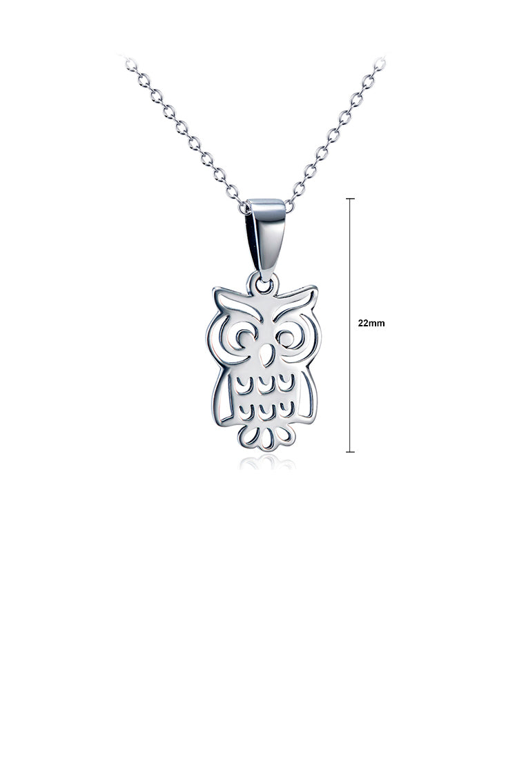 925 Sterling Silver Fashion Simple Owl Pendant with Necklace