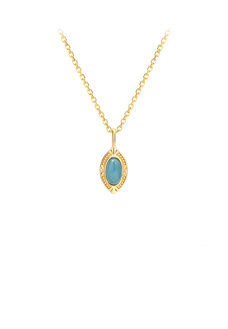 925 Sterling Silver Plated Gold Simple Temperament Geometric Pendant with Cubic Zirconia and Necklace - Luxurious Look