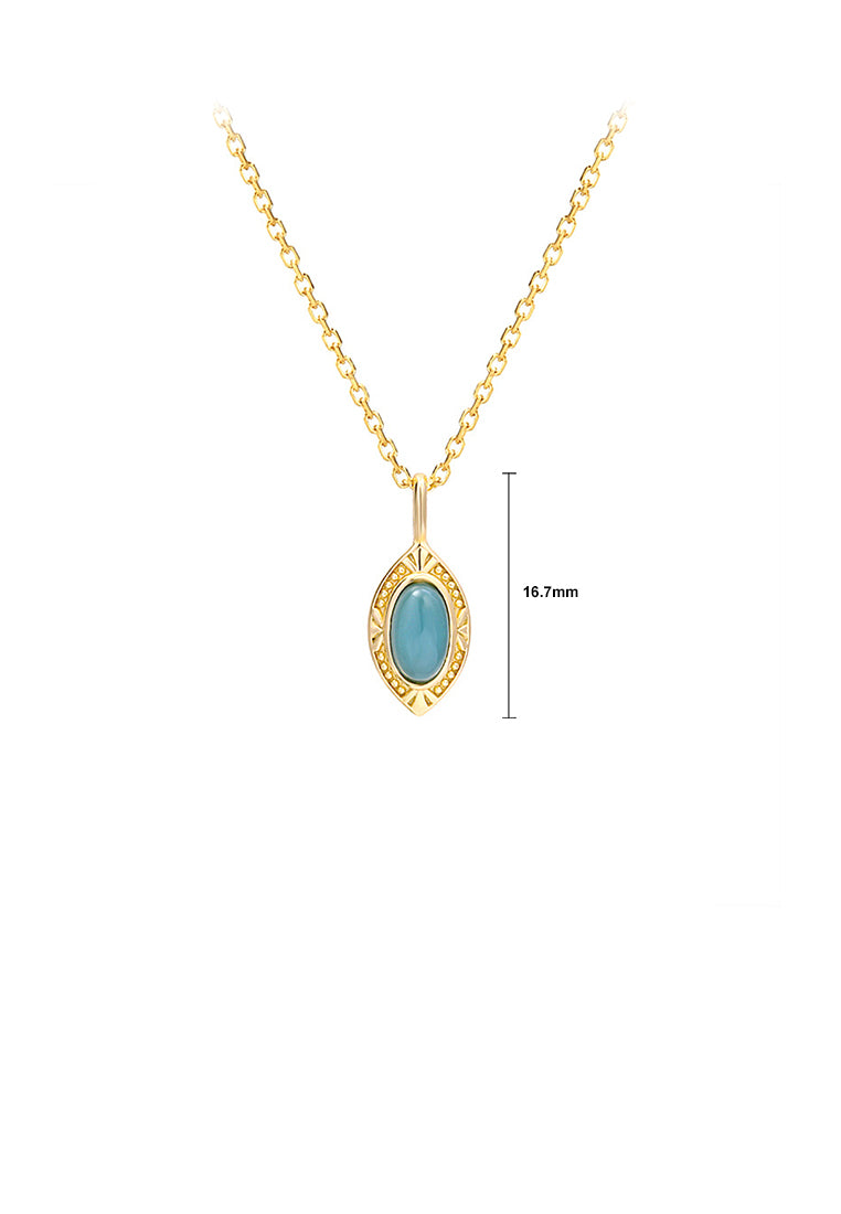 925 Sterling Silver Plated Gold Simple Temperament Geometric Pendant with Cubic Zirconia and Necklace - Luxurious Look