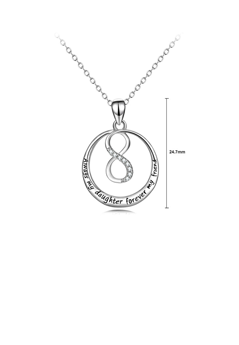925 Sterling Silver Simple Temperament Infinity Symbol Geometric Round Pendant with Cubic Zirconia and Necklace - Luxurious Look