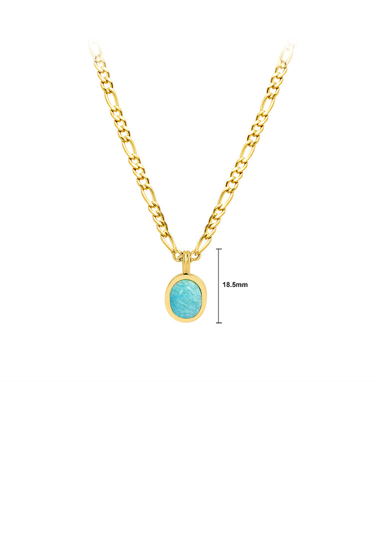 Simple and Fashion Gold Plated 316L Stainless Steel Geometric Oval Pendant with Imitation Tianhe and Necklace