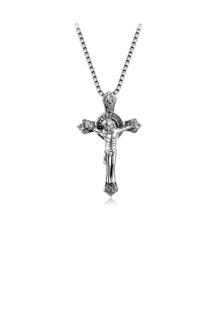 925 Sterling Silver Fashion Classic Jesus Cross Pendant with Necklace