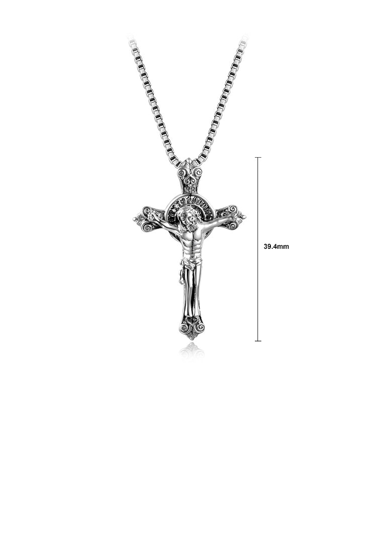 925 Sterling Silver Fashion Classic Jesus Cross Pendant with Necklace