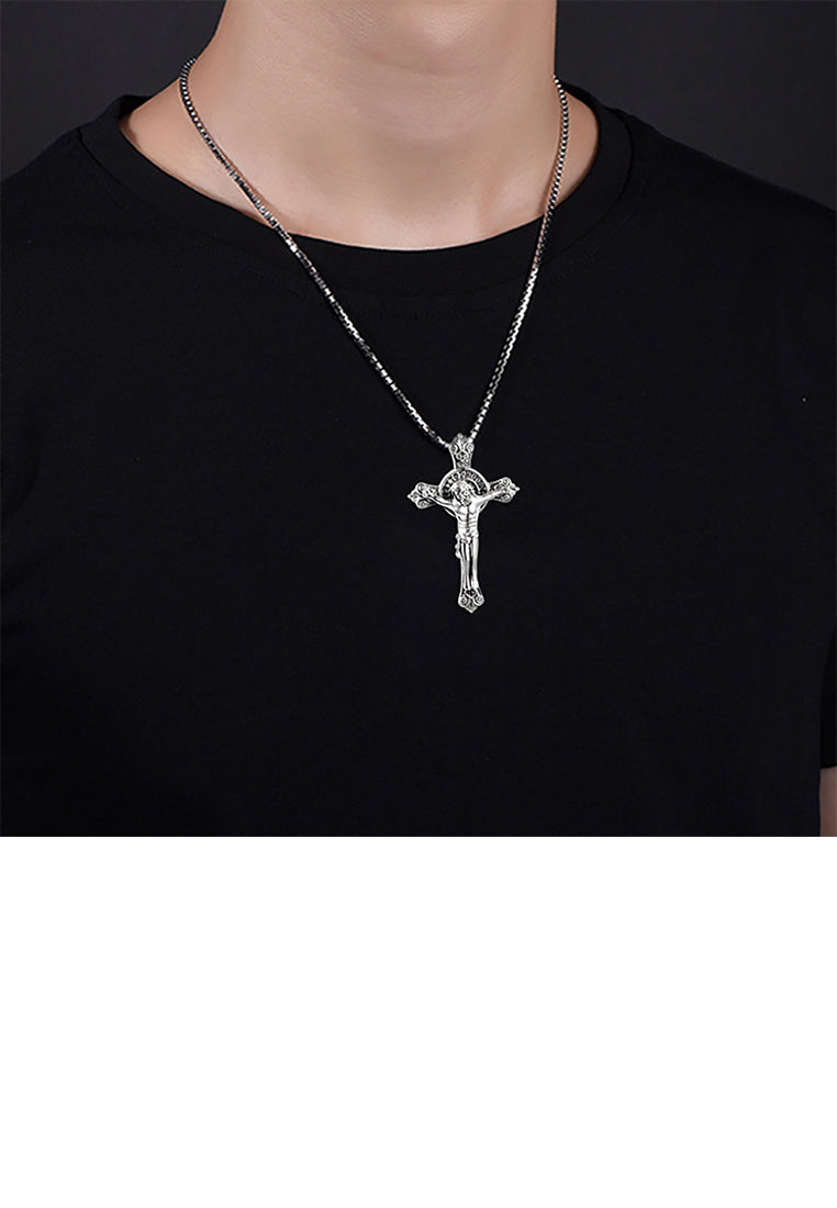 925 Sterling Silver Fashion Classic Jesus Cross Pendant with Necklace