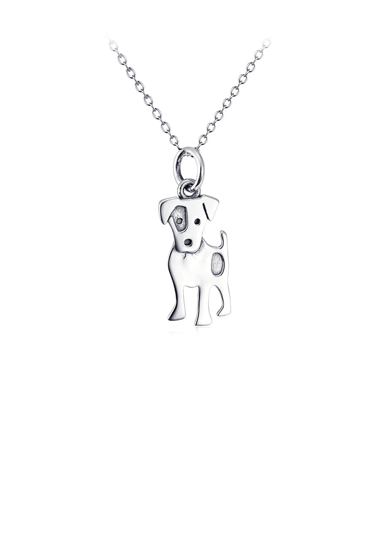 925 Sterling Silver Simple Cute Dog Pendant with Necklace