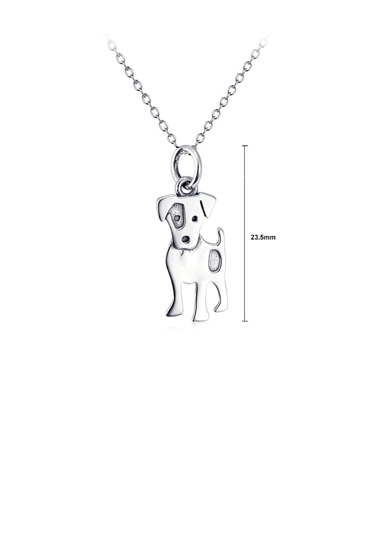 925 Sterling Silver Simple Cute Dog Pendant with Necklace