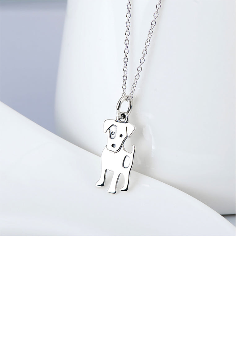 925 Sterling Silver Simple Cute Dog Pendant with Necklace