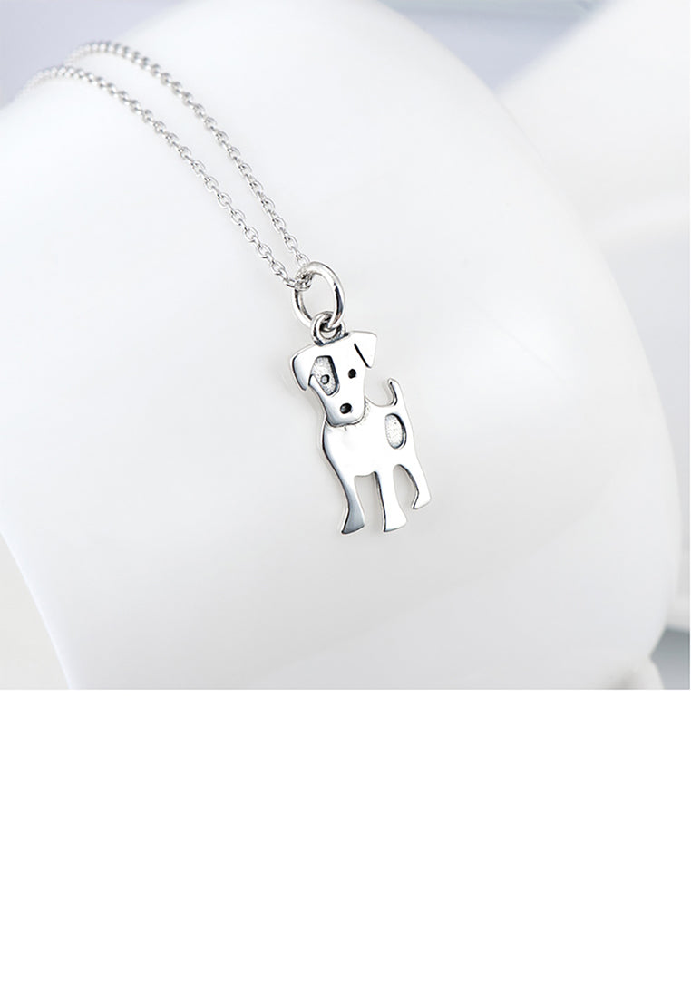 925 Sterling Silver Simple Cute Dog Pendant with Necklace