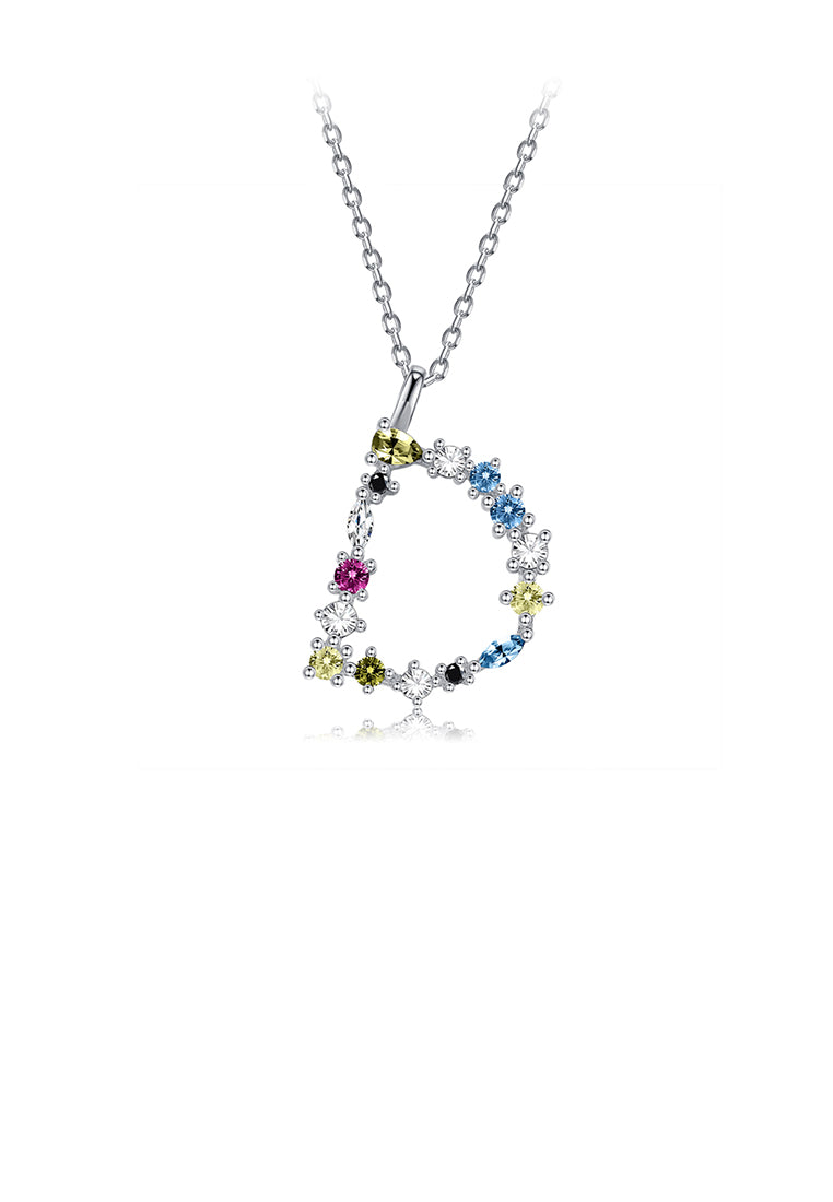 925 Sterling Silver Fashion Simple Color English Alphabet D Pendant with Cubic Zirconia and Necklace - Luxurious Look
