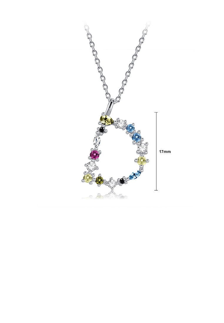 925 Sterling Silver Fashion Simple Color English Alphabet D Pendant with Cubic Zirconia and Necklace - Luxurious Look