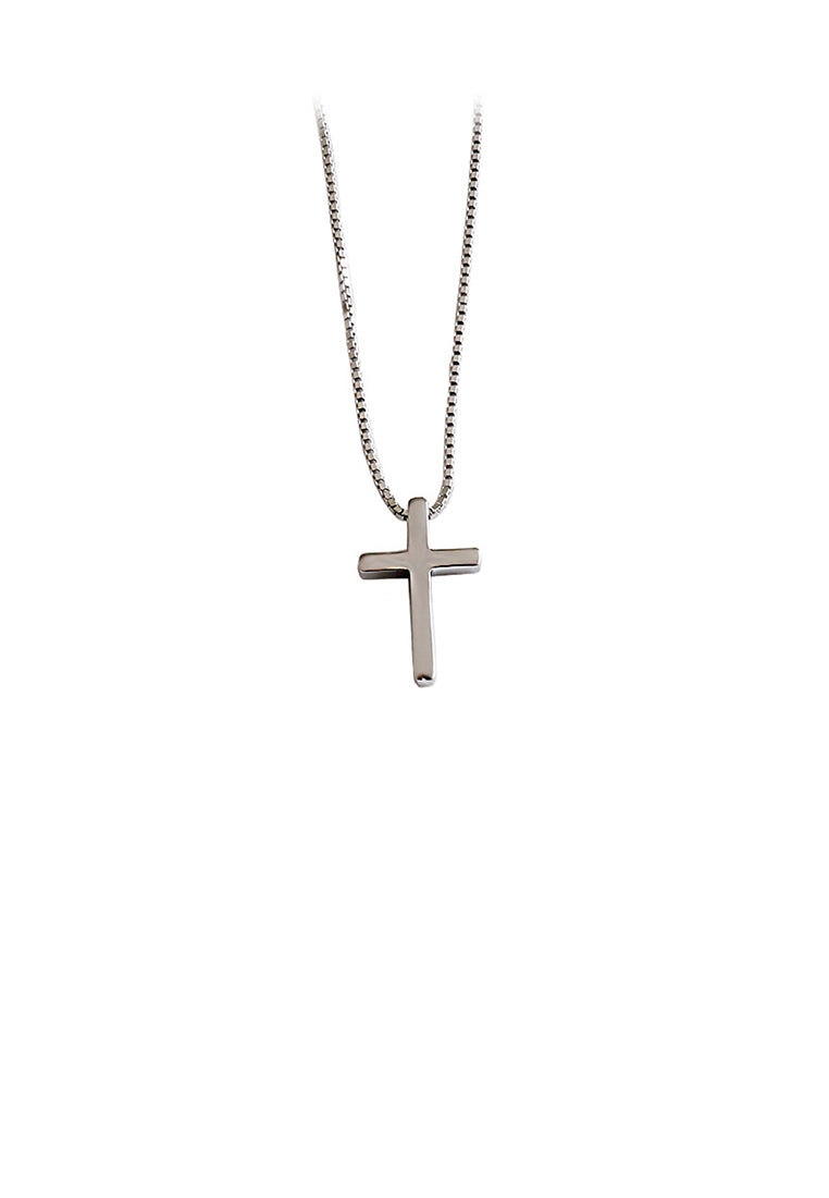 925 Sterling Silver Simple Classic Cross Pendant with Necklace