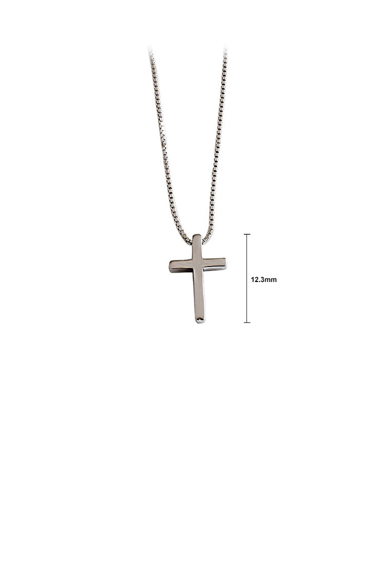 925 Sterling Silver Simple Classic Cross Pendant with Necklace