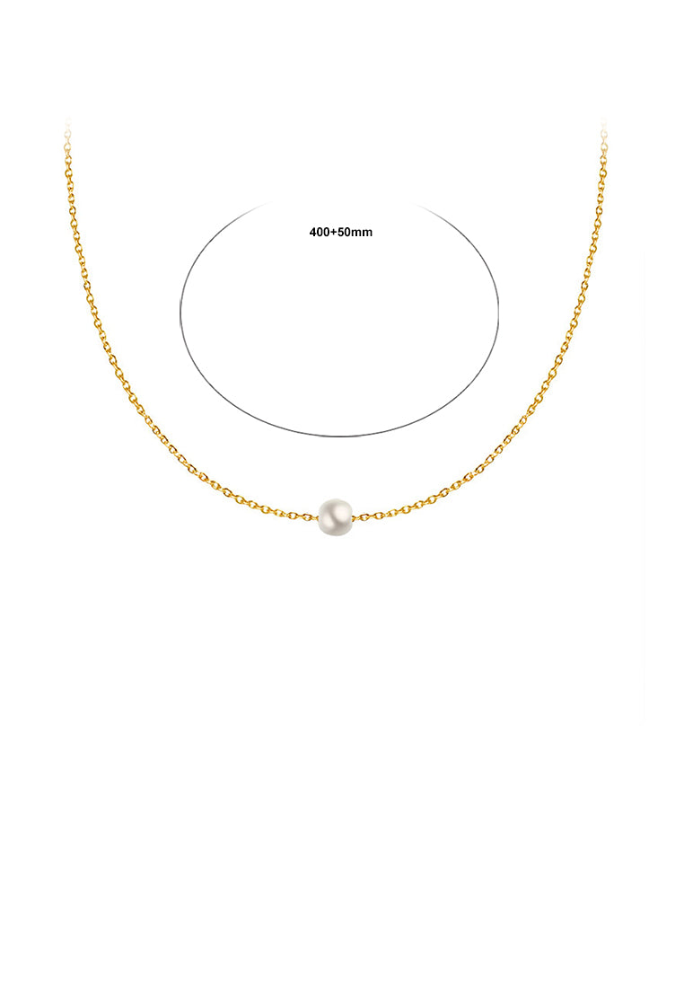 Simple Fashion Plated Gold 316L Stainless Steel Geometric Imitation Pearl Pendant with Necklace - Luxurious Look