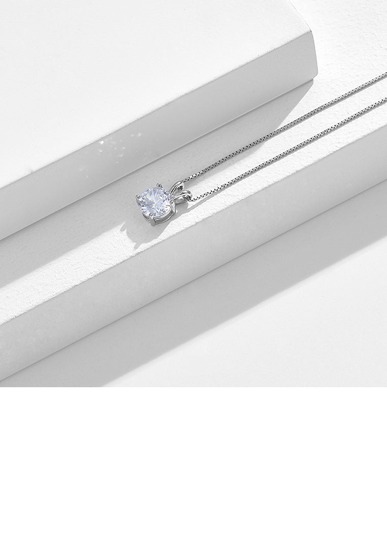 925 Sterling Silver Fashion Simple Geometric Cubic Zirconia Pendant with Necklace - Luxurious Look