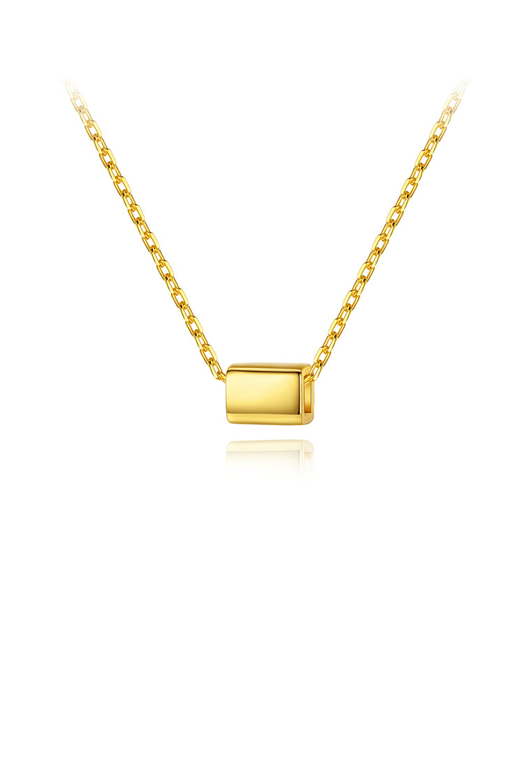 925 Sterling Silver Plated Gold Simple and Fashion Geometric Rectangular Pendant with Necklace