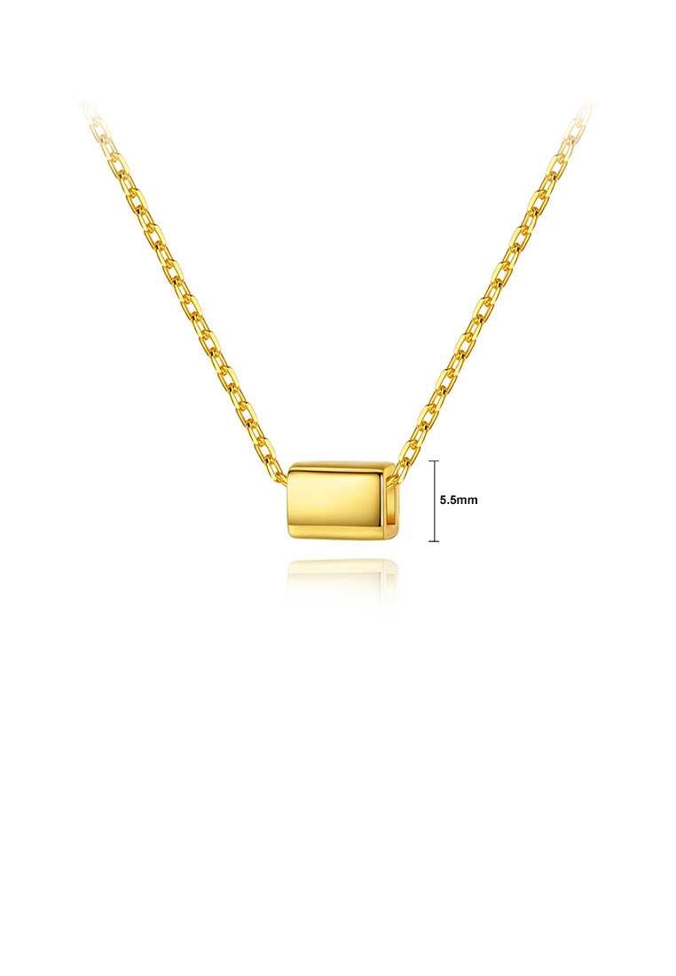 925 Sterling Silver Plated Gold Simple and Fashion Geometric Rectangular Pendant with Necklace