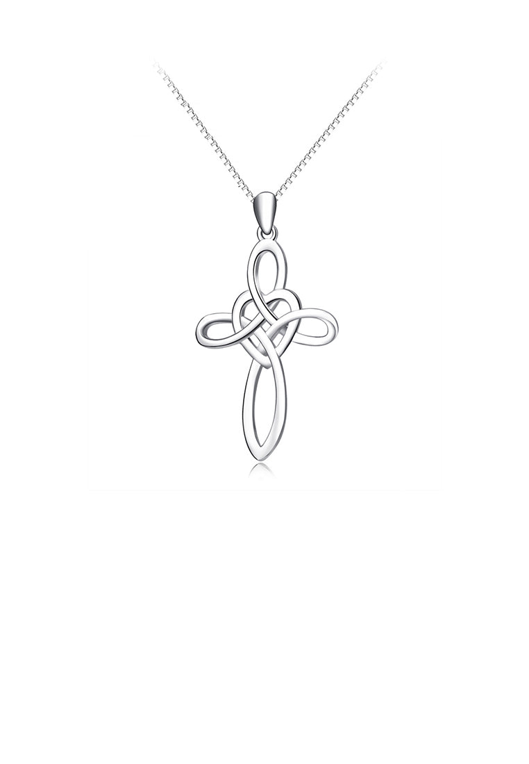 925 Sterling Silver Simple Fashion Concentric Knot Cross Pendant with Necklace