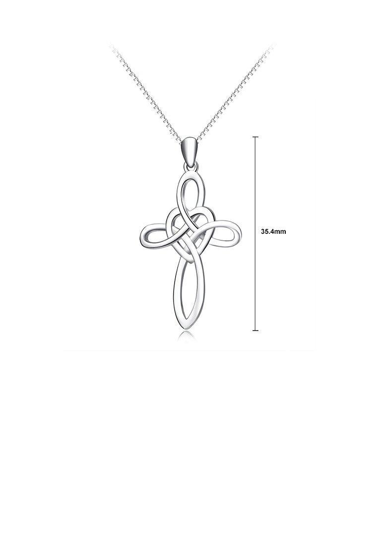 925 Sterling Silver Simple Fashion Concentric Knot Cross Pendant with Necklace