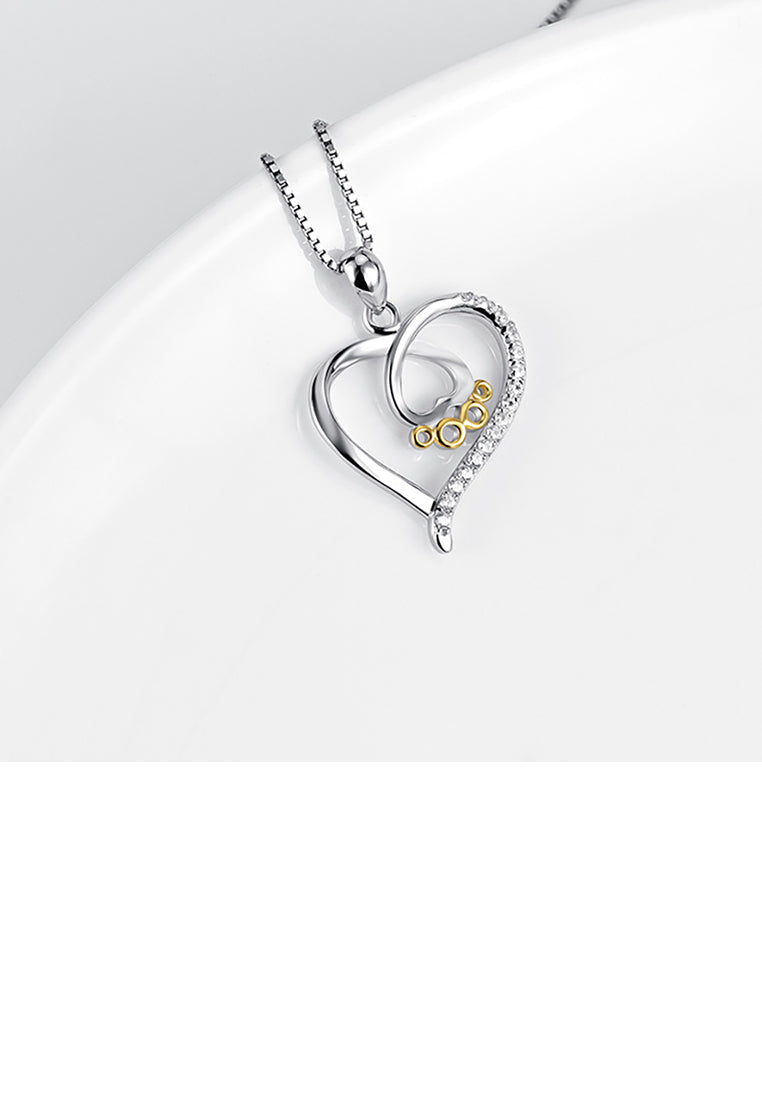 925 Sterling Silver Simple Fashion Dog Paw Heart Pendant with Cubic Zirconia and Necklace - Luxurious Look