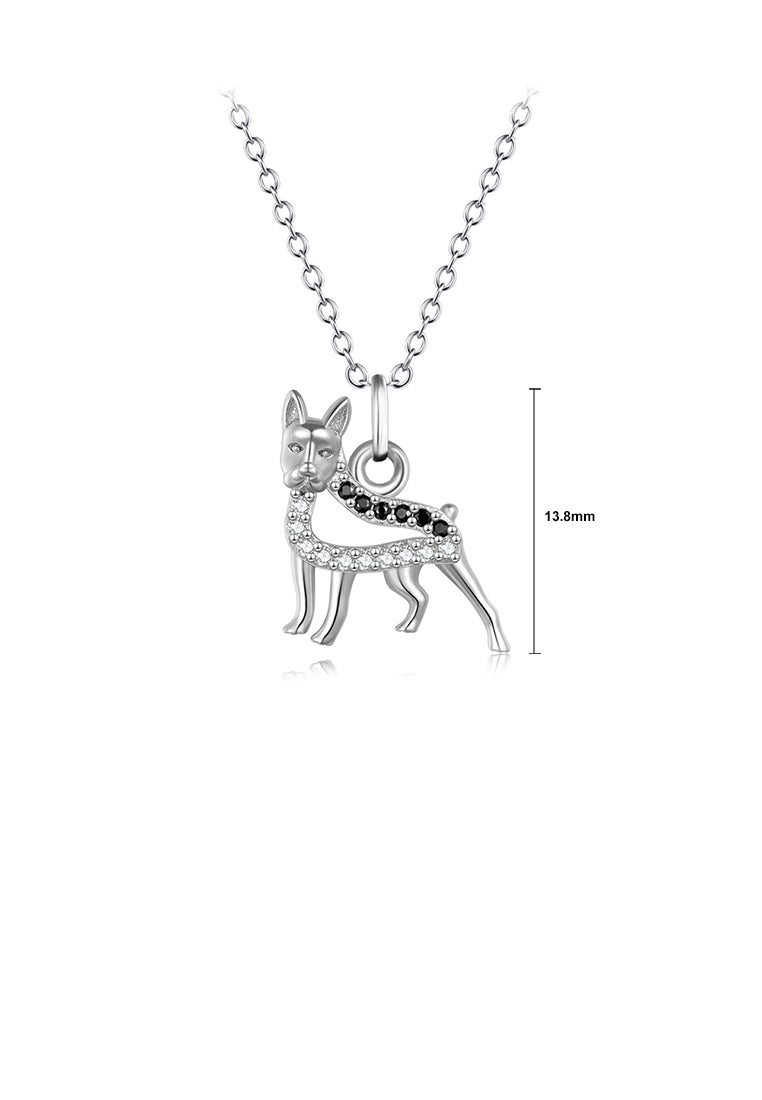 925 Sterling Silver Fashion Simple Pit Dog Pendant with Cubic Zirconia and Necklace - Luxurious Look