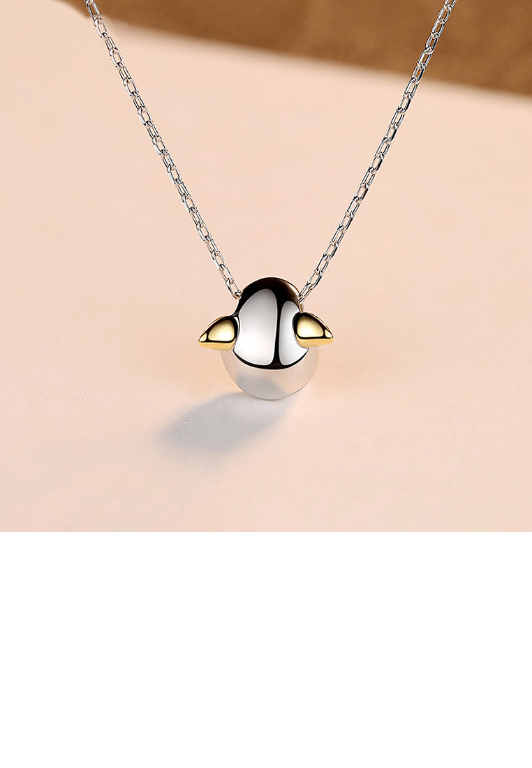 925 Sterling Silver Simple Creative Wing Pendant with Necklace