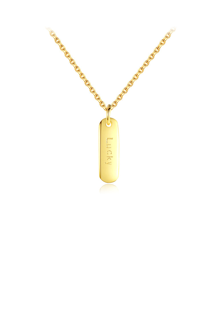 925 Sterling Silver Plated Gold Simple and Fashion Lucky Geometric Pendant with Necklace