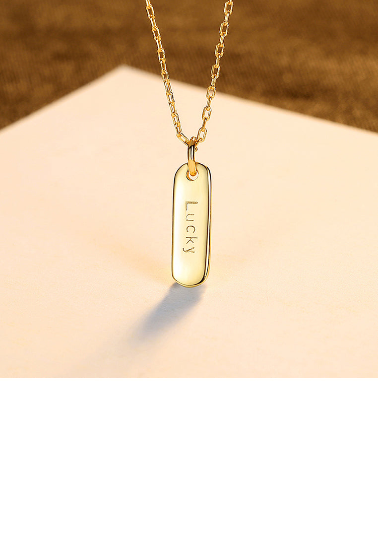 925 Sterling Silver Plated Gold Simple and Fashion Lucky Geometric Pendant with Necklace